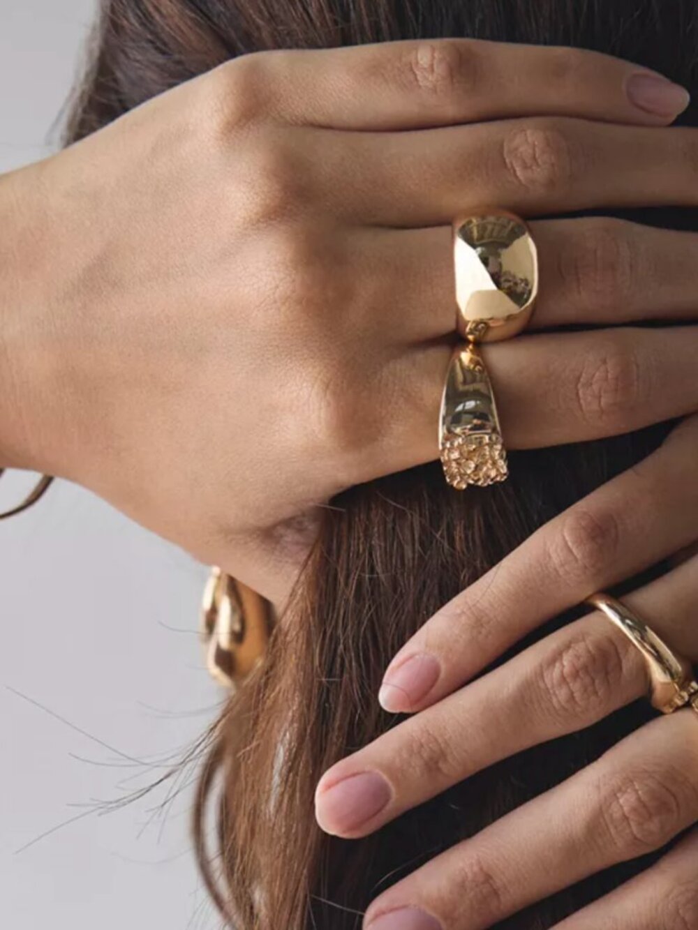 Urban Outfitters Gold Felicity Floral Metal Ring Stack Set 7